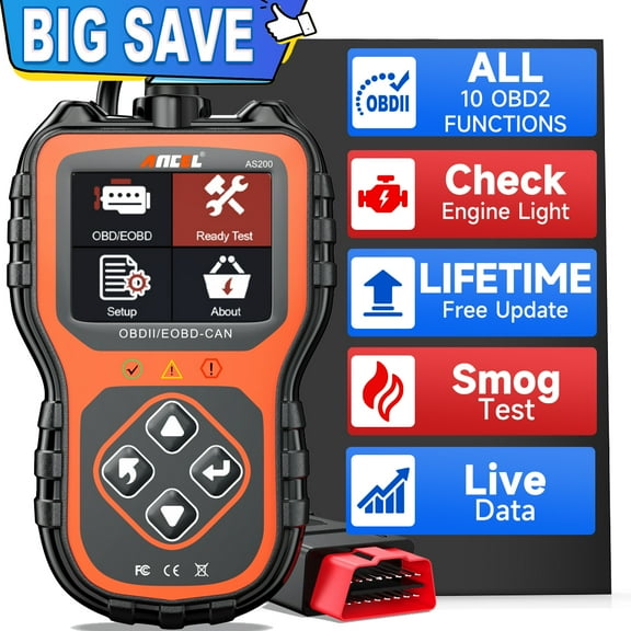 Ancel AS200 OBD2 Scanner Car Code Reader Engine Analyzer EOBD OBD2 Automotive Diagnostic Tool OBD 2 Auto Scan Tools OBDII Code Scanner Read Clear Error Codes Turn off the MIL Fits for 12V 16Pin Cars