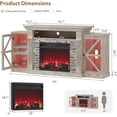 thumbnail image 2 of Vecenuy Electric Fireplace TV Stand, 70" Farmhouse Entertainment Center with Open Shelf & Glass Barn Door Cabinet, Modern TV Console with 7 Flame Colors for Living Room, Grey, 2 of 9