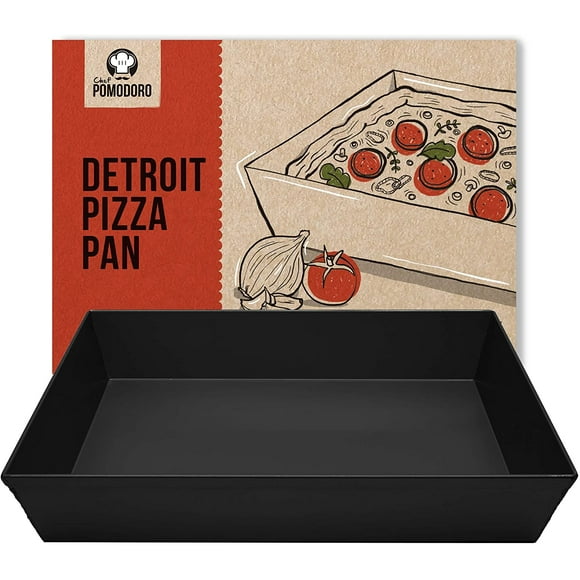 Chef Pomodoro Detroit Style Pizza Pan, 14 x 10-Inch, Hard Anodized Aluminum, Pre-Seasoned Bakeware Kitchenware