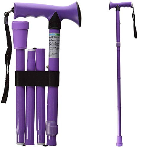 HealthSmart Folding Walking Stick, Soft Comfort Grip Collapsible