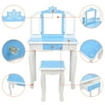 thumbnail image 3 of EasingRoom Kids' Vanity Set  Modern Dressing Table with 3 Mirrors Children's Furniture Princess Makeup Table, Blue, 3 of 9