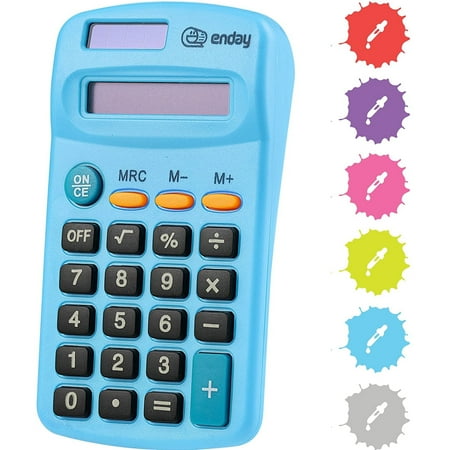 Enday Solar Battery Basic Calculator Essential School Supplies, Blue 1 Pack