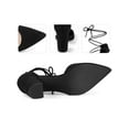 thumbnail image 2 of BLISSFUL STEP Pointy Toe Lace Up Chunky Heeled Sandal Dress Pumps for Women Black 6, 2 of 6