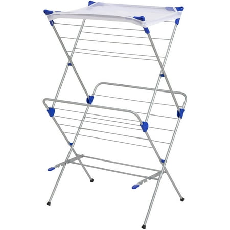 - Honey Can Do Steel 2-Tier Mesh Top Drying Rack, Silver/Blue