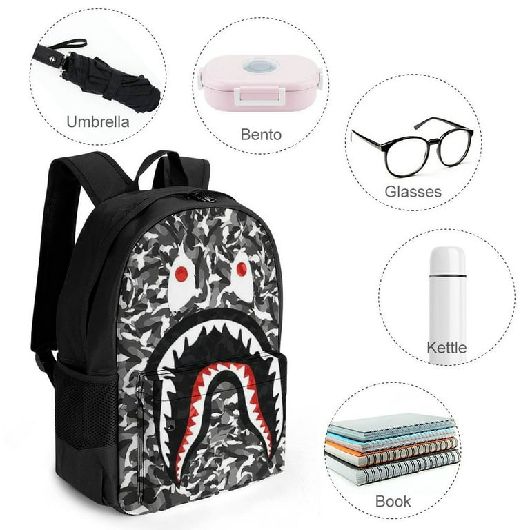 BAPE Camo Shark Casual Backpack Shoulder Bag Daypack BAPE Camo Shark Casual Backpack Shoulder Bag Daypack