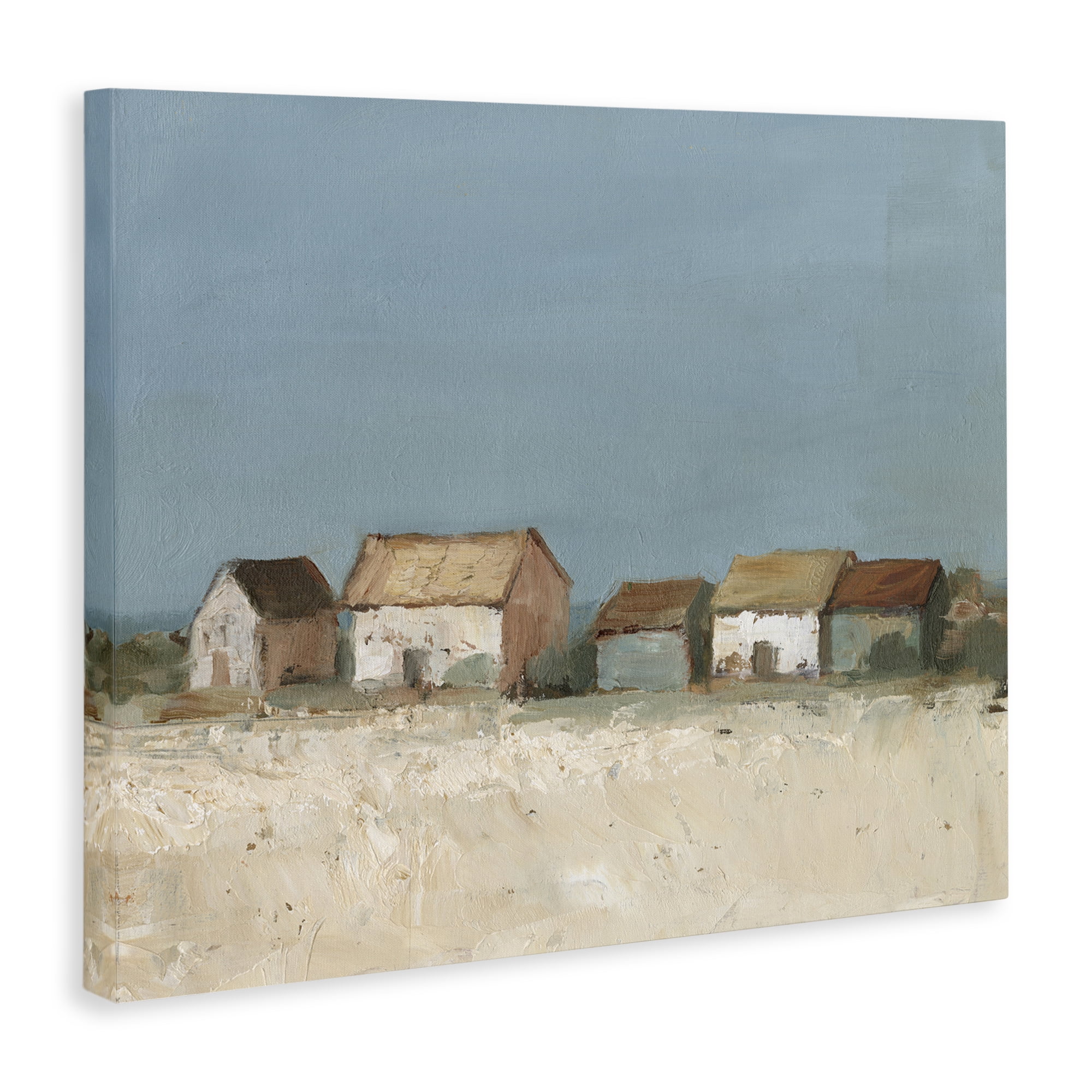 Stupell Industries Distant Town House Landscape & Nature Painting Wrapped Canvas Art Print Wall Art, 30 x 24