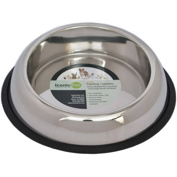 Iconic Pet Heavy Weight Non-Skid Easy Feed High Back Pet Bowl For Dog Or Cat, 24 Oz, 3 Cup