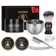 thumbnail image 1 of Kit de afeitado LEPONIX Straight Razor con jabón y crema de afeitar, 1 of 7
