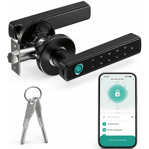 Smart Fingerprint Door Lock, Door Locks for Bedroom, Keyless Entry Door Knob (Fingerprint/Code/Key/APP/IC Card) Auto Lock for Apartment, Office