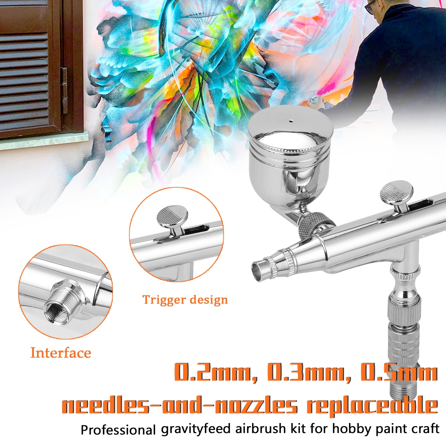 Electric paint sprayer,Professional Airbrush Set 2 Fluid Cups With Adapter Wrentch Adapter Wrentch 2 Model Art With Cups 2needles 2 Art With Adapter Cups 2 2 Dsfen Qisuo 2 Cups Multicolor