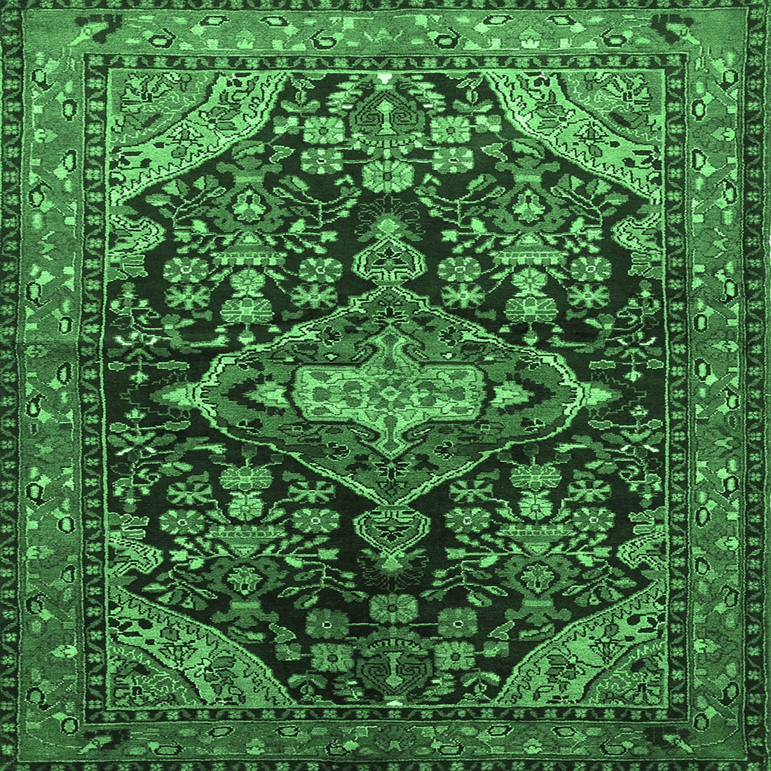 Ahgly Company Indoor Square Persian Emerald Green Traditional Area Rugs ...