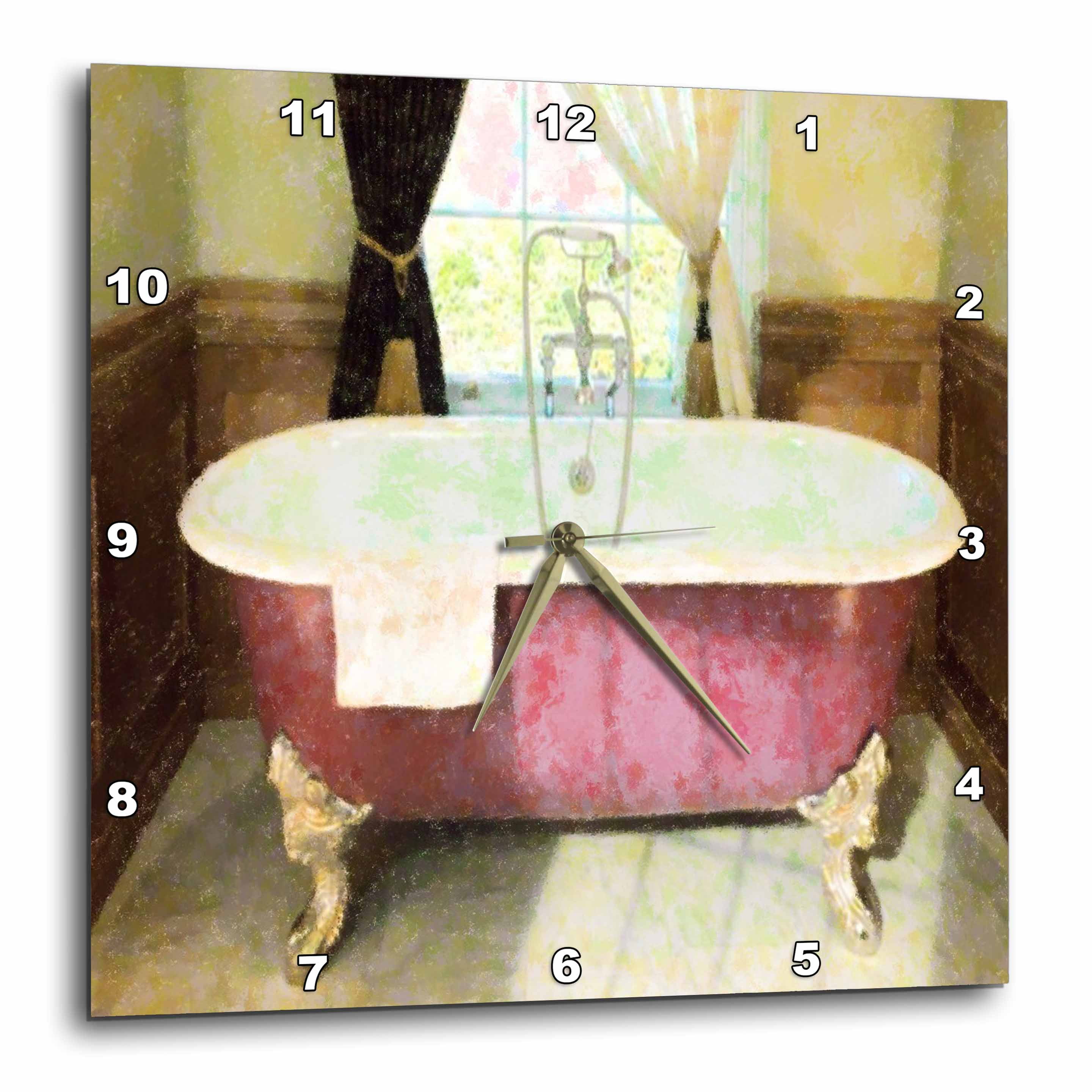 3dRose Victorian Bathtub Wall Clock, 10 by 10inch