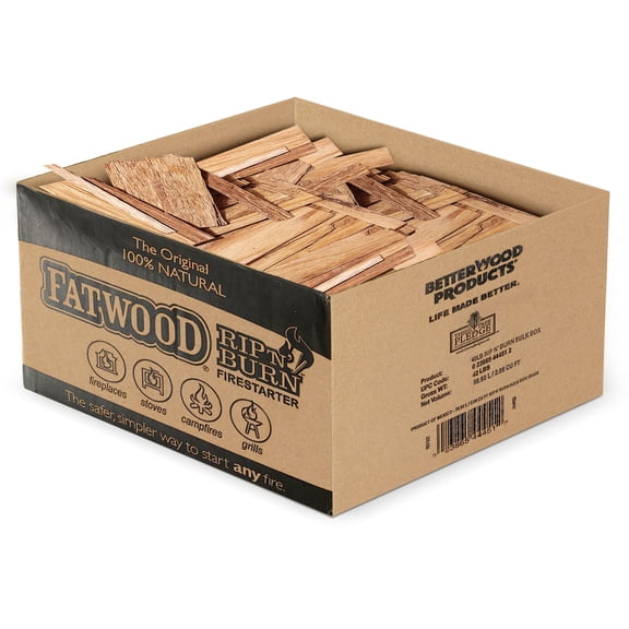 BetterWood Products Fatwood Rip & Burn Firestarter Waterproof Wood, 40 lbs