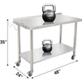 thumbnail image 3 of 48x24 In Stainless Steel Work Table with Wheels Hooks and Backsplash Adjustable Shelf Heavy Duty Commercial Prep Table for Kitchen Garage Home Use, 3 of 6