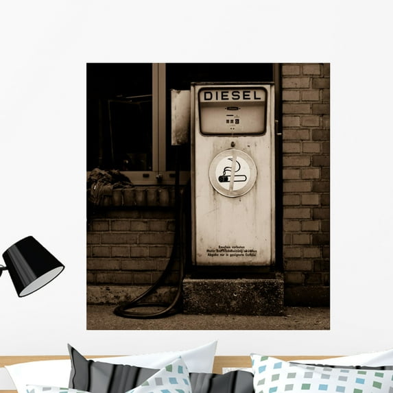 Retro Diesel Gas Station Wall Mural by Wallmonkeys Peel and Stick Graphic (36 in H x 33 in W) WM358148
