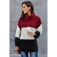 thumbnail image 4 of Women's Black/Green Turtleneck Color Block Pullover Sweater, 4 of 9