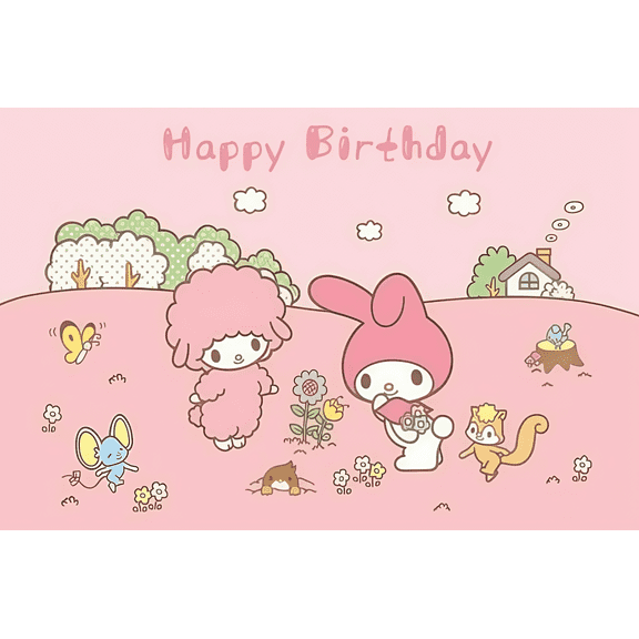 Hello Kitty My Melody Pompompurin Cinnamoroll Kuromi Pochacco Theme Party Banner 71*43 inches