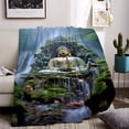 thumbnail image 3 of Buddha-Themed Soft Flannel Throw Blanket - Perfect for Couch, Bed, Travel & Office - Cozy Digital Print Design, 3 of 6