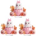 thumbnail image 2 of Clearance Under $10 | Set of 3 Acrylic Pink Ghost Halloween Desktop Decoration with Pumpkin Bow, 2 of 5