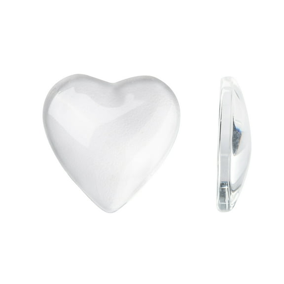20 pc Transparent Glass Heart Cabochons Clear 20x20x5~6mm