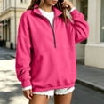 thumbnail image 3 of Ozmmyan Womens Half Zip Sweatshirt for Womens Stand Collar Long Sleeve Oversized Pullover Casual Solid Color Winter Top, 3 of 5