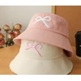 thumbnail image 3 of Bucket Hat for Women Embroidered Bucket Hat Bow-Tie Travel Beach Sun Hats Outdoor Vacation Cap Wide Brim Fishing Cap, 3 of 7