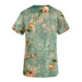 thumbnail image 4 of Busydd Scrub Tops Women Fashion Floral Print Green Scrubs for Women Casual Short Sleeve V Neck Work Nursing Uniform Tops Comfy Oversized Workwear with Pockets, 4 of 5