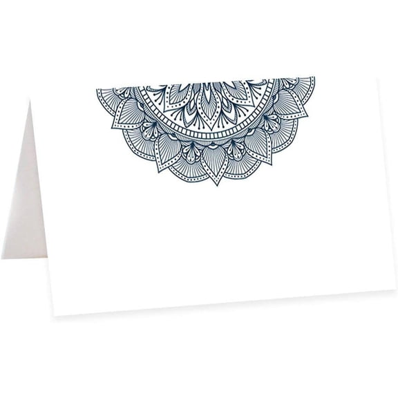 Koyal Wholesale Table Place Cards Elegant Ornate Navy Blue Decorative 56 Pack