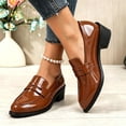 thumbnail image 2 of Busydd Womens Loafers Fashion Glossy Chunky Block Heel Dress Shoes Casual Comfortable Closed Toe Solid Color Slip On Shoes, 2 of 7