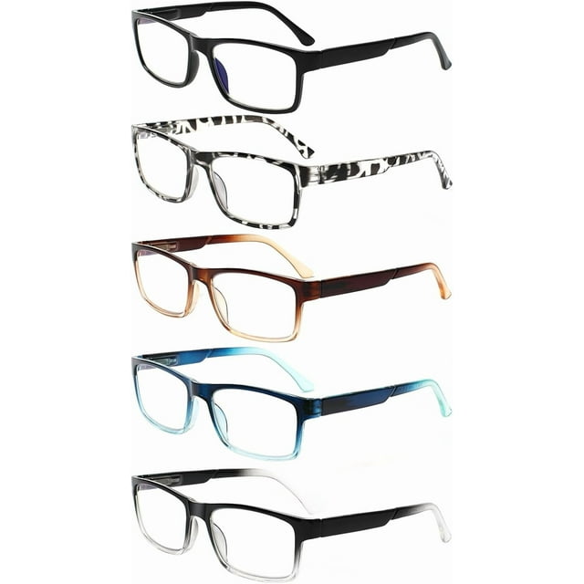Visiwell 5 Pack Reading Glasses Blue Light Blocking for Men Women Quality Spring Hinge Lightweight Readers