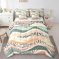 thumbnail image 1 of YST 7-Piece Geometric Wave Comforter Set, Queen, Pink Teal Beige, Modern Abstract Art, 1 of 4