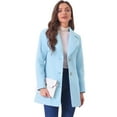 thumbnail image 1 of INSPIRE CHIC Women's Elegant Notched Lapel Button Single Breasted Winter Long Coat Light Blue L, 1 of 7