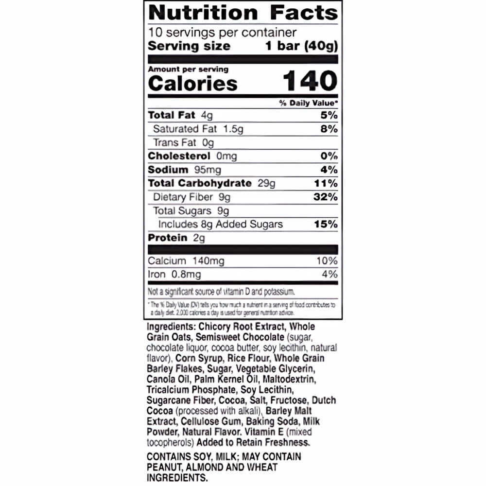 Fiber One Chewy Bars, Oats & Chocolate, Fiber Snacks (Pack of 32)