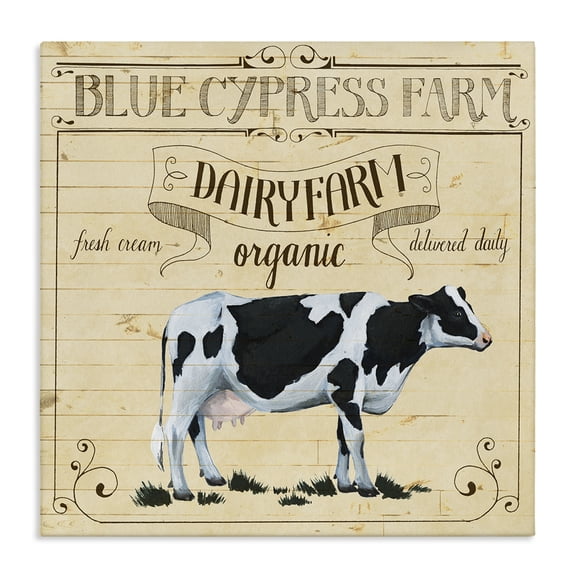Stupell Industries Cottage Rustic Dairy Farm Cow Vintage Canvas Art, 17 x 17, by Grace Popp