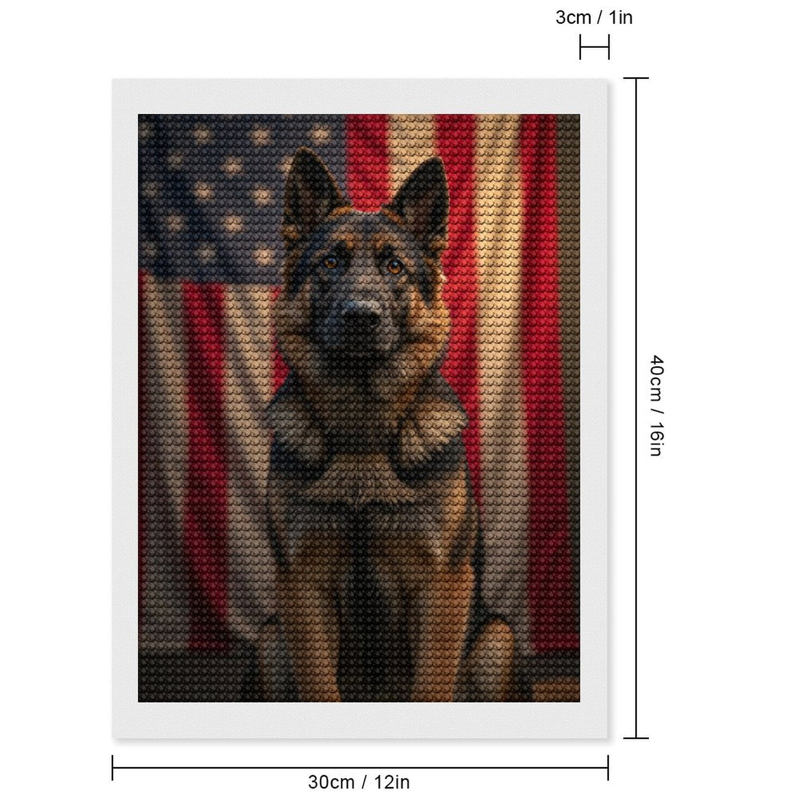 Diamond Art Kits for Adults, Dog American Flag Portrait 5D Diamond Painting Kits for Adults Beginners, DIY Full Drill Diamond Painting, Gem Art and Crafts 12x16