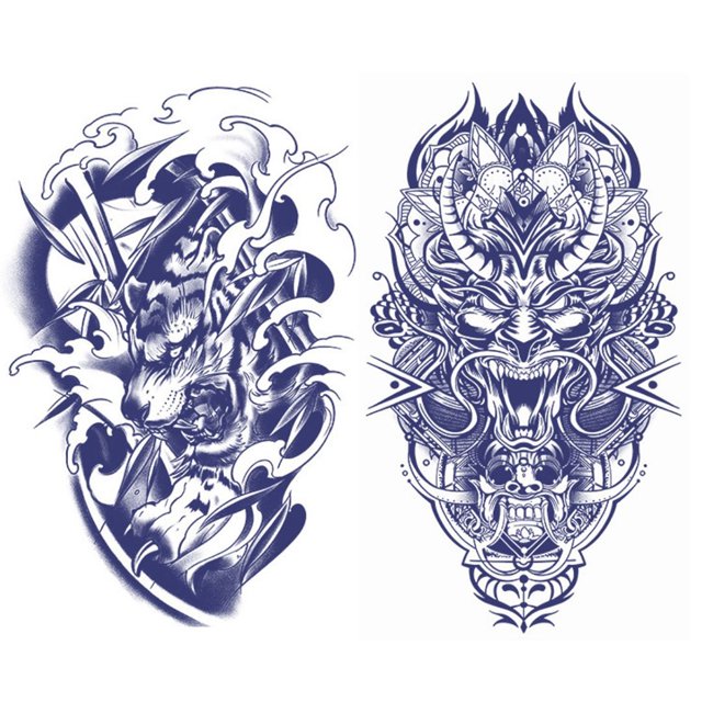 2 Uds Tatuajes Arte Corporal Brazo Tatuaje Pegatina Impermeable para Hombres Mujeres 170x240 Cm