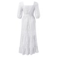 thumbnail image 6 of Sngxgn Womens Fall Spring Deep V Neck Ruffle Long Sleeve Print Mini Dress(White,S), 6 of 6