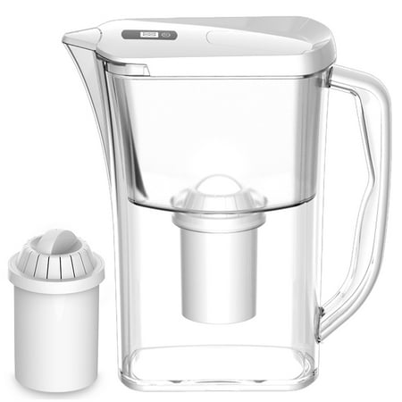 AUGIENB 4 Stage Water Pitcher with Filter System-BPA Free - White - 10Cup-