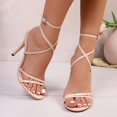 thumbnail image 7 of Elegant Stiletto Open Toe Summer Sandals Strappy High Heel Dressy Sandals witn Ankle Strap (Beige 6), 7 of 7