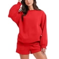thumbnail image 3 of LilyLLL Womens Fleece Lined Pajamas Loungewear Fleece Lined Sweatshirt Shorts Sleepwear Pjs, 3 of 5