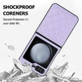thumbnail image 5 of for Samsung Galaxy Z Flip 5 Case, Samsung Z Flip 5 Case Cute Aesthetic Leather Case for Women Men Diamond-Shaped Pattern Shockproof Protective Bumper Cover, Purple, 5 of 14
