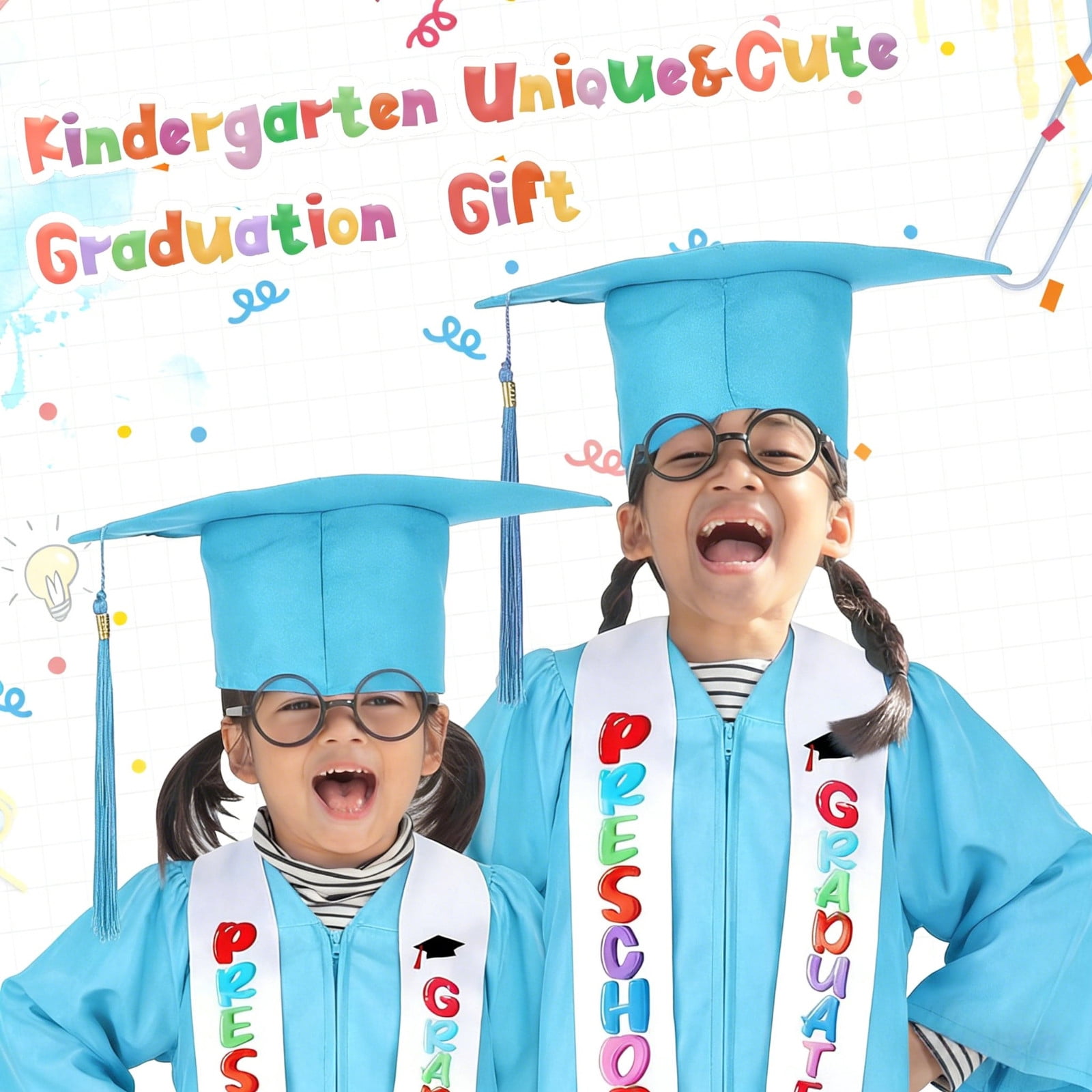LJMsdf Satin Graduation Attire Set, 2026 Tassel Cap & Stole with Certificate, 5 Sizes for Milestone Celebrations & Commemorative Events