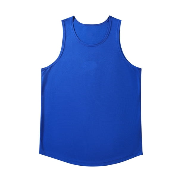 pstuiky Camisetas sin mangas para hombre, Camiseta deportiva de tirantes con cuello redondo, transpirable, informal, de color liso, para hombre Tops elegantes para mujer l