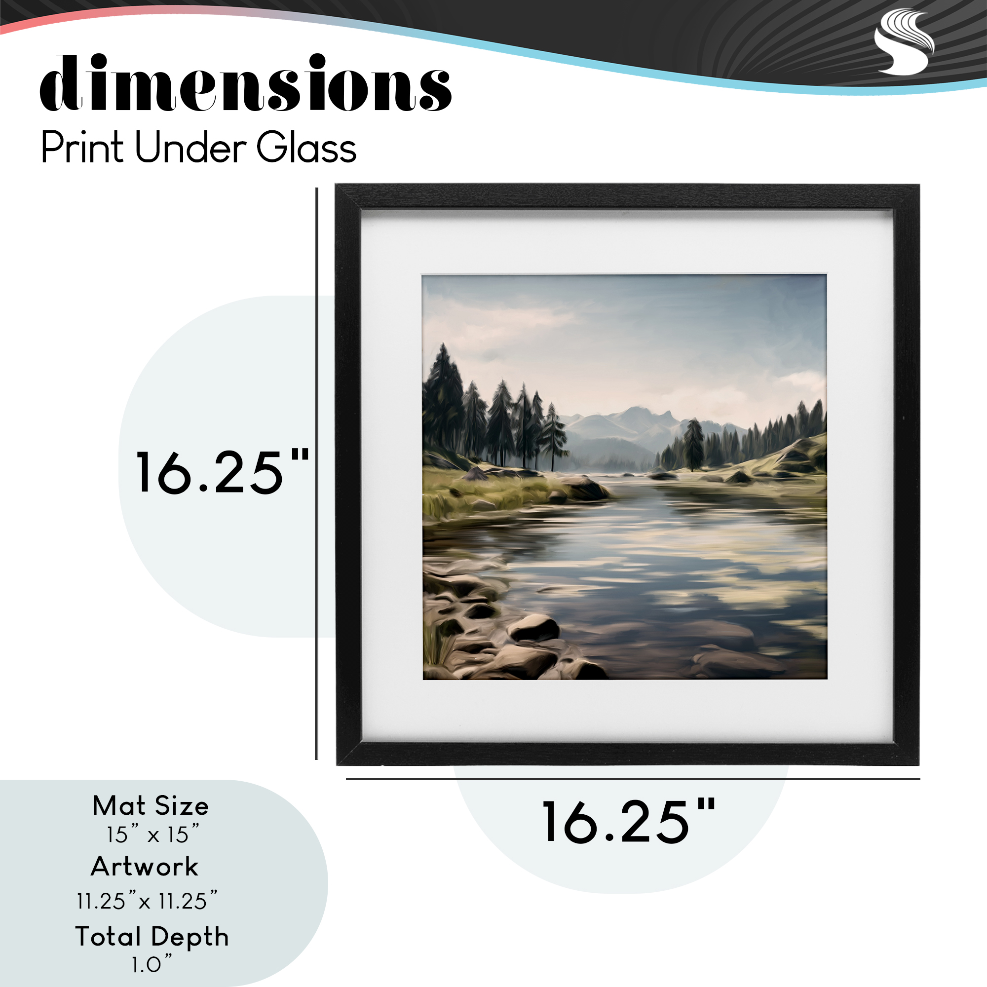 My Hideaway Pond Ripples Black Framed Print Under Glass, design by Kim Allen