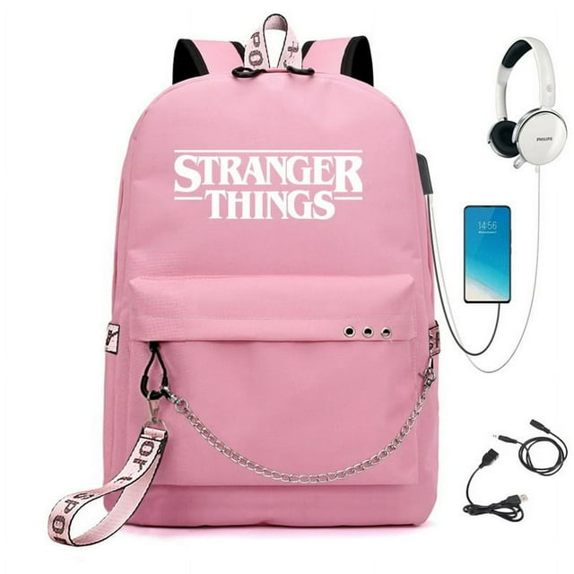 USB Backpack School Book Bags Fans Travel Bags Laptop Chain Headphone