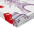 thumbnail image 2 of Ambesonne Eiffel Tower Fitted Sheet, Doodle Romantic Paris, Twin Size, Lilac Red Pale Blue, 2 of 3