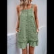 thumbnail image 5 of Vestidos de Verano para Mujer, Cuello Redondo, Hombros Descubiertos, Botones, Tirantes Finos, Vestido Informal Corto con Vuelo. Verde XL, 5 of 10