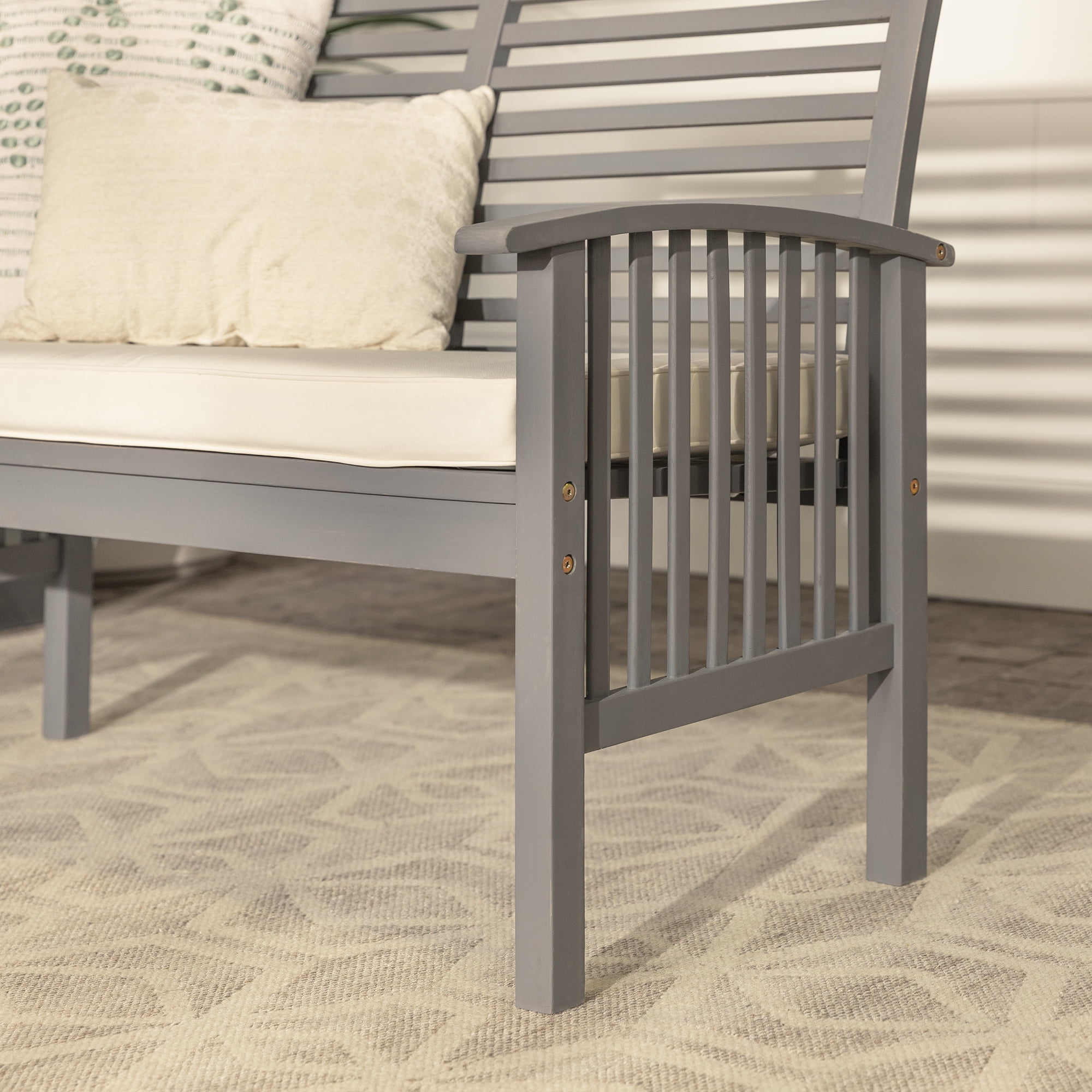 Walker Edison 48" Outdoor Patio Wood Loveseat With Cushions - Grey Wash