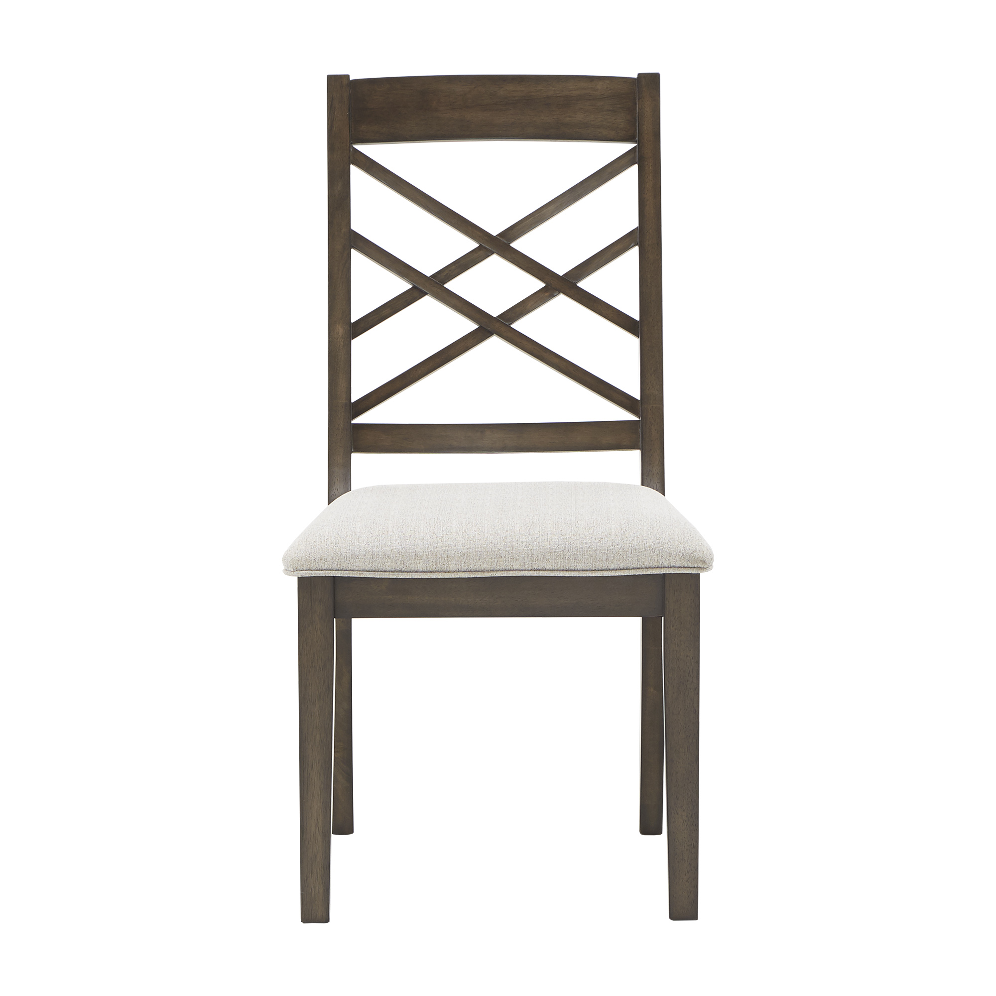 Weston Home Clayton Padded Seat Wood Espresso Finish Dining Chairs, Set of Two, Beige