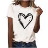thumbnail image 1 of Hauts pour Femmes Saint-Valentin Manches Courtes Imprimé Cœur Col Rond T-Shirt Décontracté Blanc m, 1 of 6